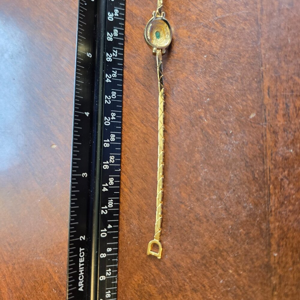 Christian Dior Bracelet Green Cabochon Crystal Gold Plated SIGNED VINTAGE Pretty - Picture 8 of 16